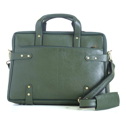 Green Hide Stratus Leather Laptop Bag