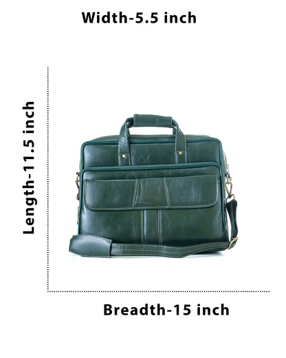 Green Hide Ardor Leather Laptop Bag