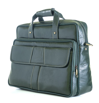 Green Hide Ardor Leather Laptop Bag