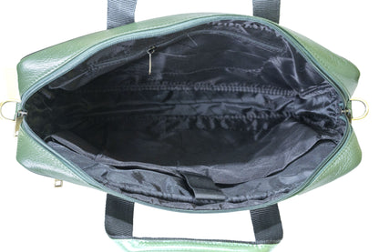 Green Hide Obsidian Leather Laptop Bag